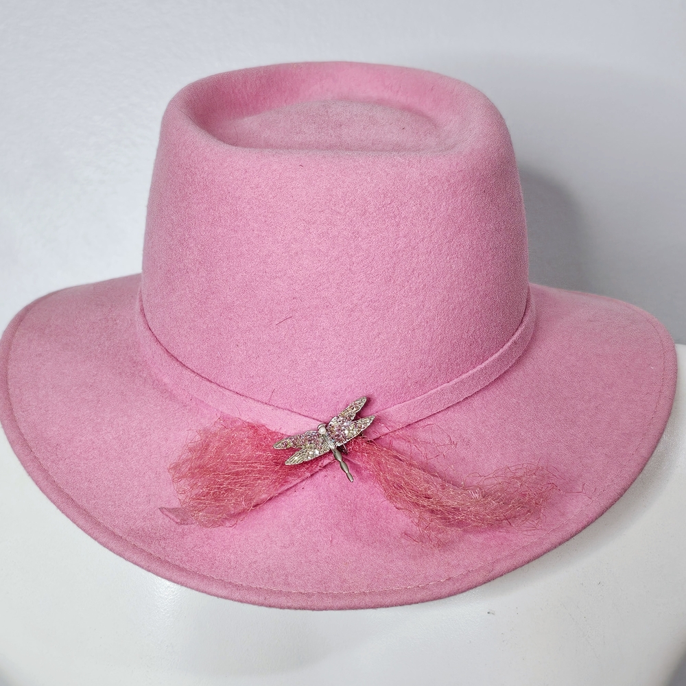 Vintage Pink Felted Wool Fedora Hat